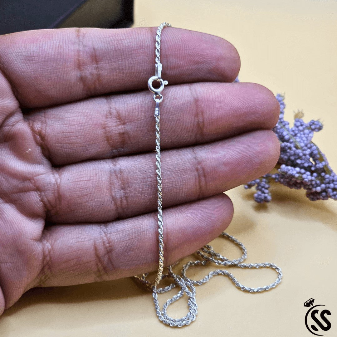 Italian 925 Silver (Chandi) 1 mm Rope Chain