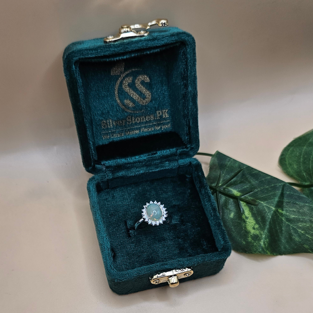 Real Ethiopian Opal Stone 925 Italian Silver Ring for Ladies