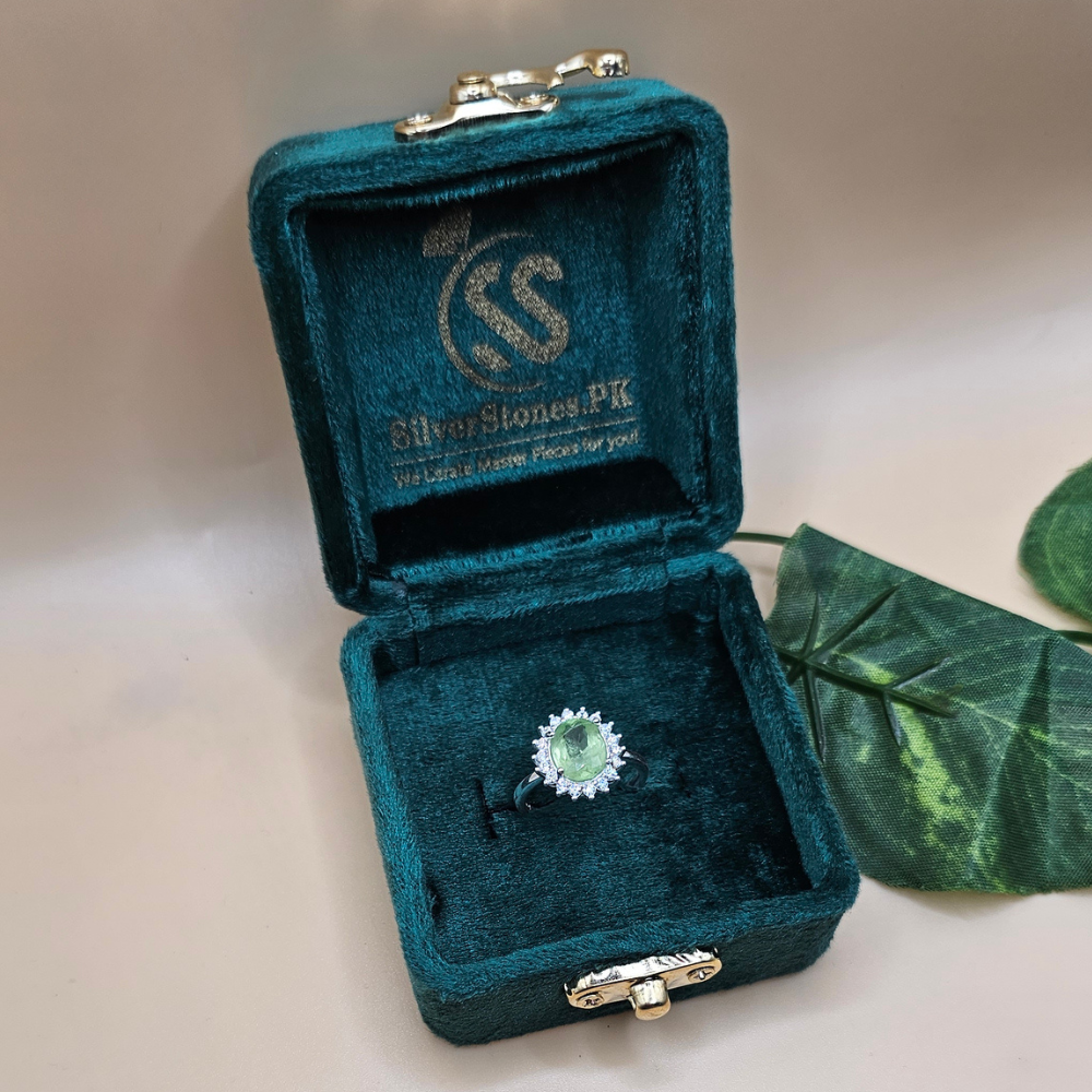 925 Italian Silver Ring with real  Peridot  Stone