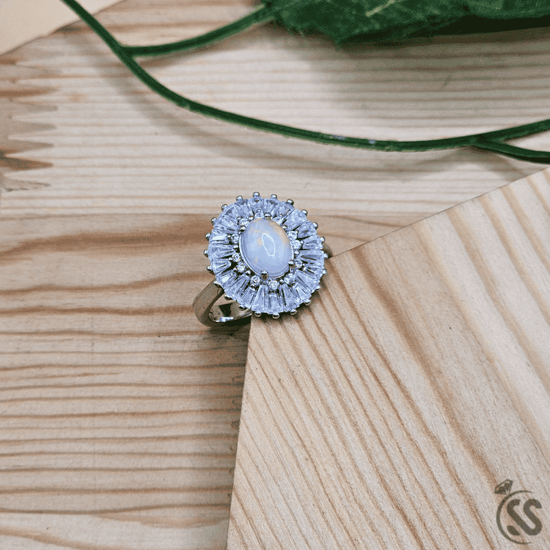 Real Ethiopian Opal Stone 925 Italian Silver Ring for Ladies