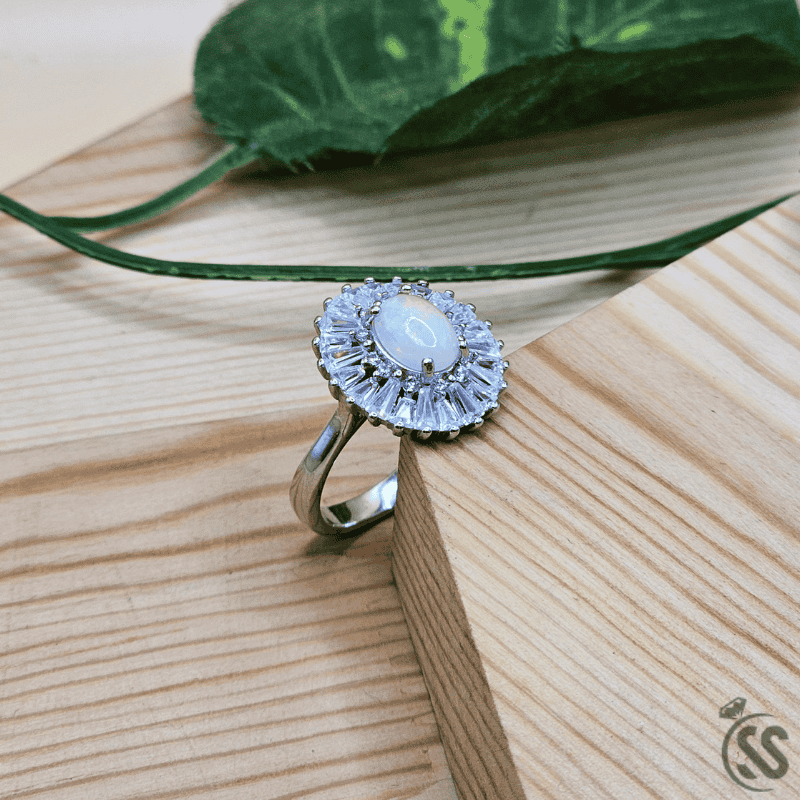 Real Ethiopian Opal Stone 925 Italian Silver Ring for Ladies
