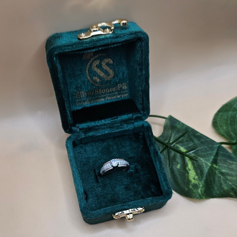 Italian Silver Adjustable Ring – 925 Sterling Silver with White Zircons