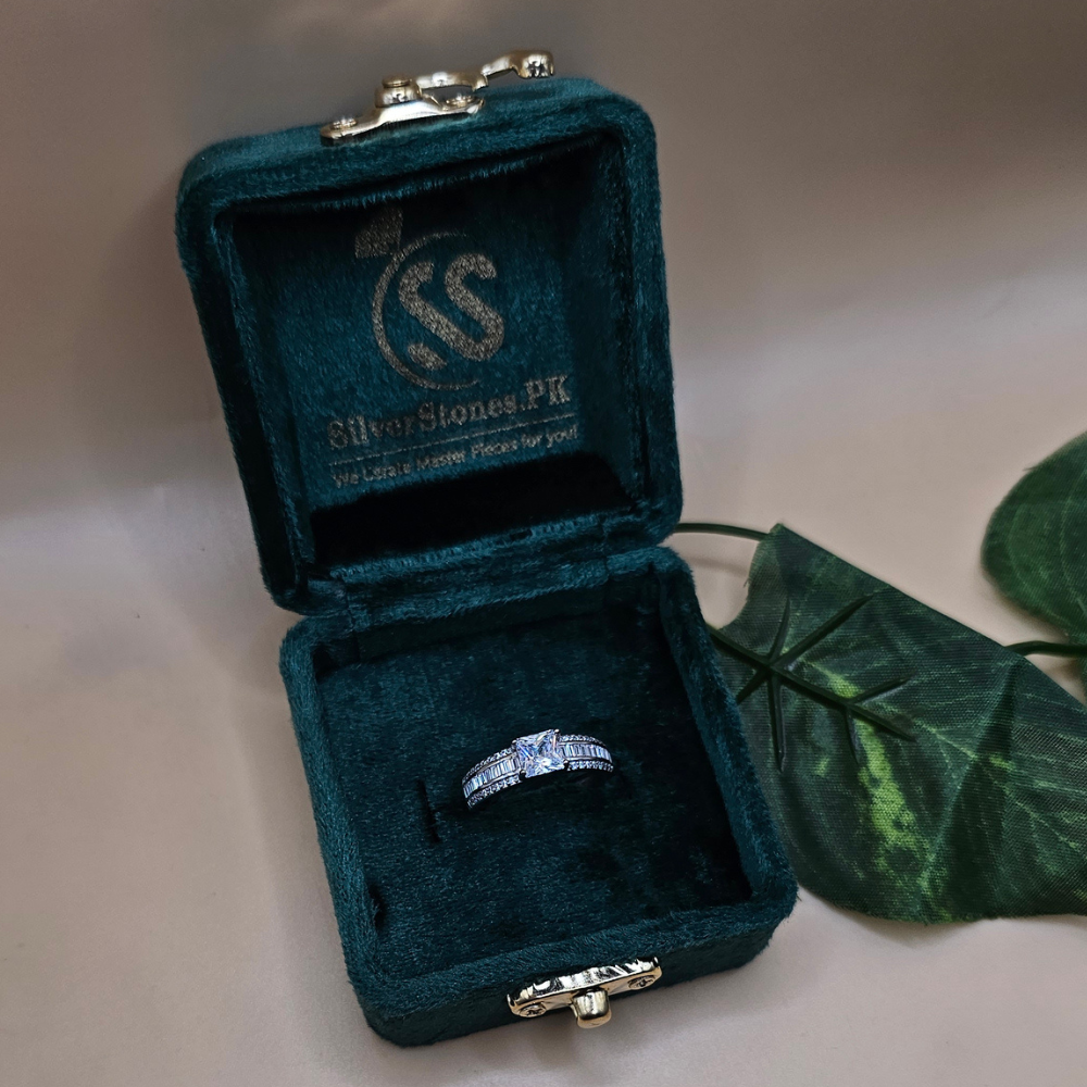 Italian Silver Adjustable Ring – 925 Sterling Silver with White Zircons