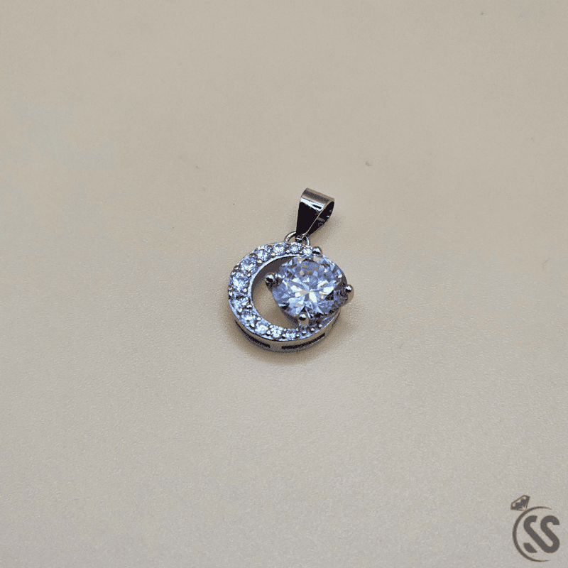 Italian 925 Silver Ladies Pendant with Zircon Stone