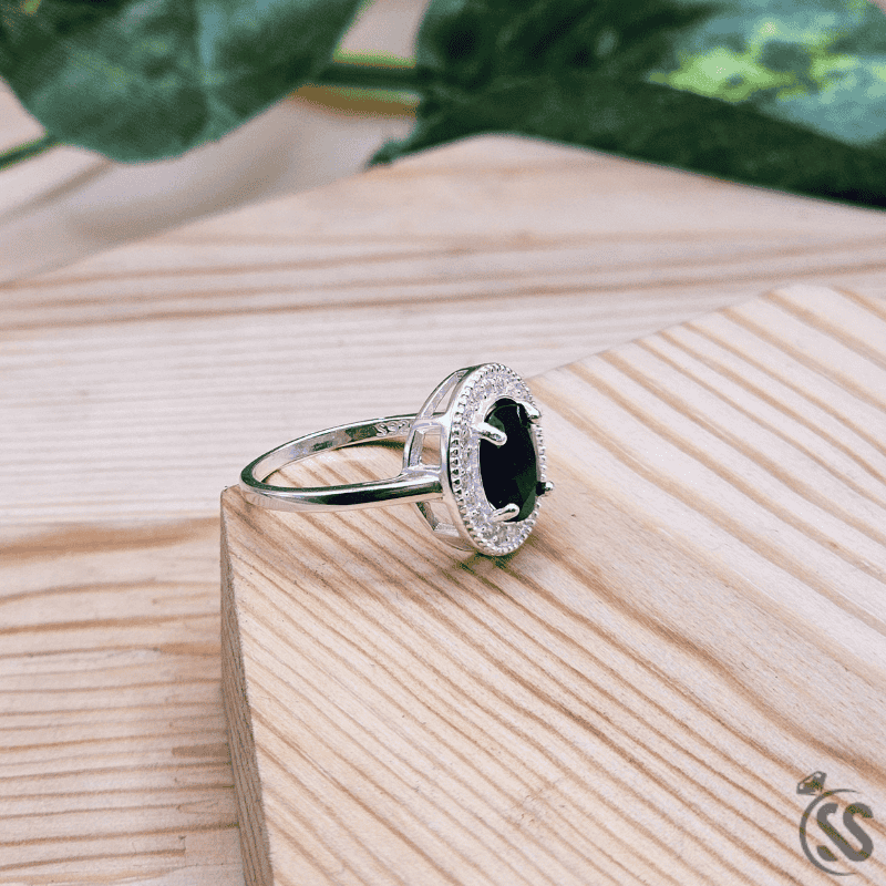 Real Blue Sapphire Stone 925 Italian Silver Ring for Ladies