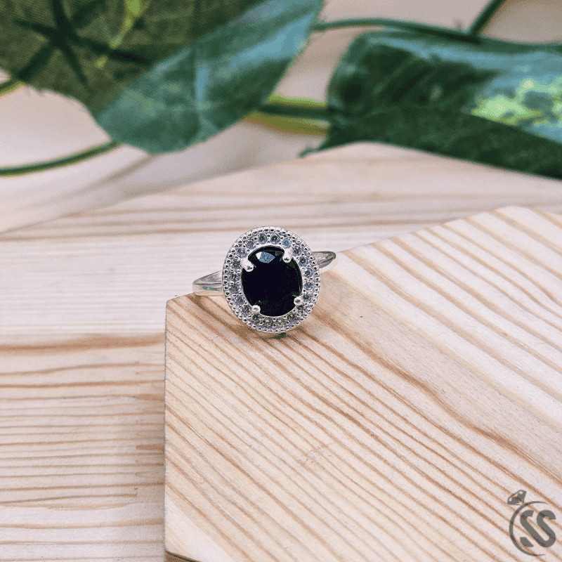Real Blue Sapphire Stone 925 Italian Silver Ring for Ladies