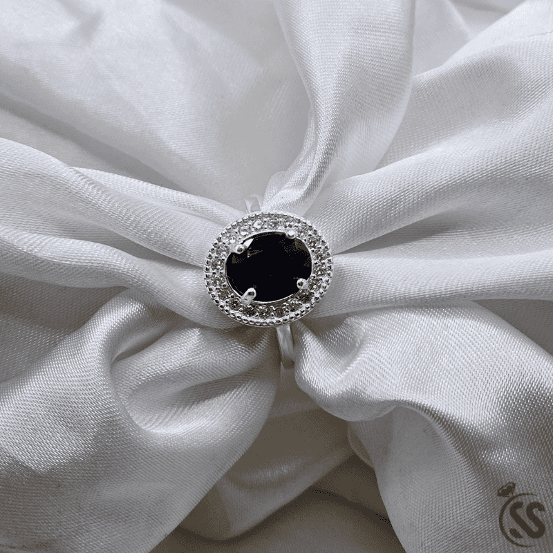 Real Blue Sapphire Stone 925 Italian Silver Ring for Ladies