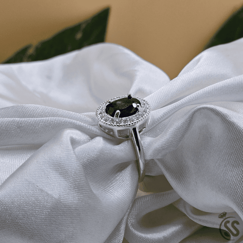 Real Blue Sapphire Stone 925 Italian Silver Ring for Ladies