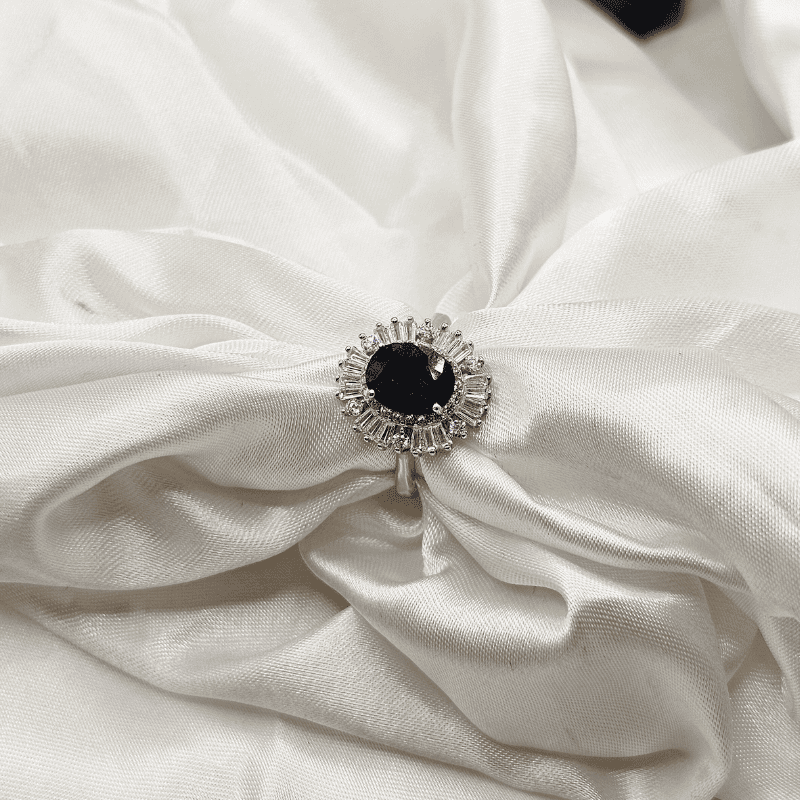 Real Blue Sapphire Stone 925 Italian Silver Ring for Ladies