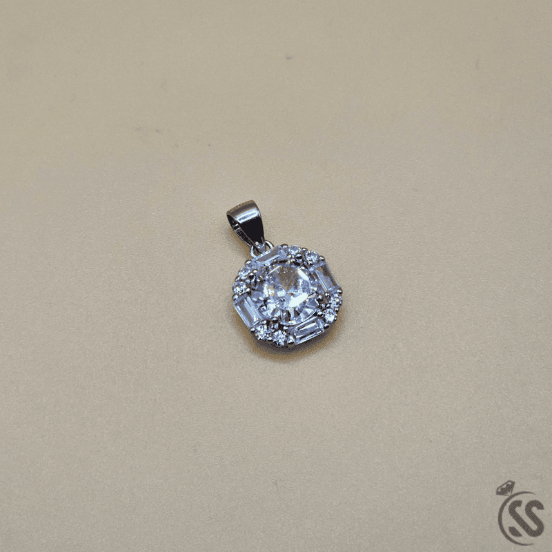 Italian 925 Silver Ladies Pendant with Zircon Stone