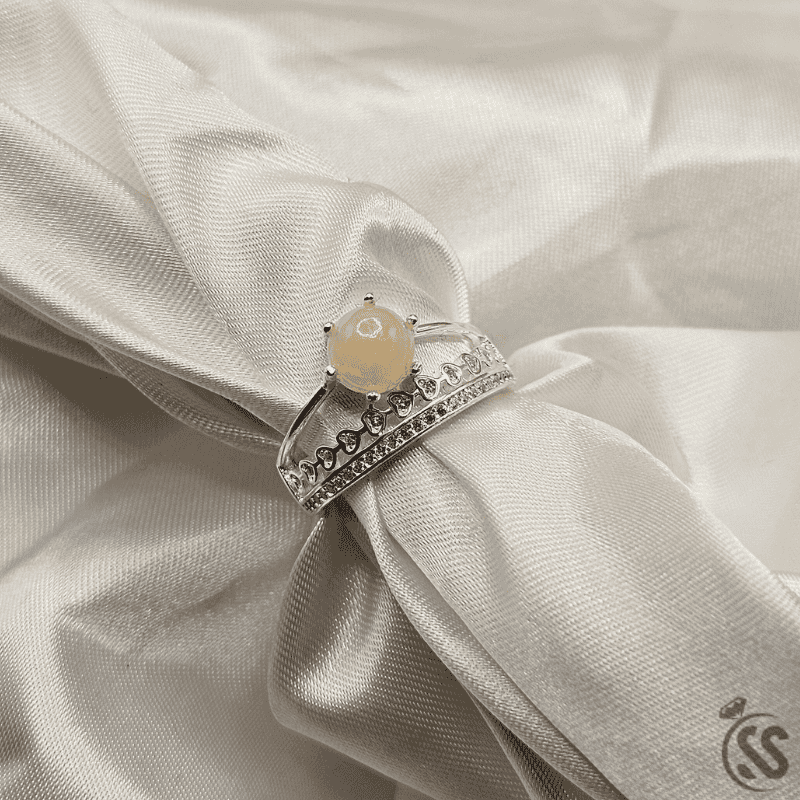 Real Ethiopian Opal Stone 925 Italian Silver Ring for Ladies