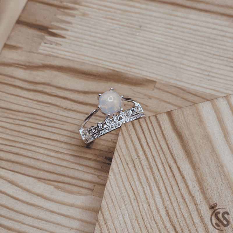 Real Ethiopian Opal Stone 925 Italian Silver Ring for Ladies