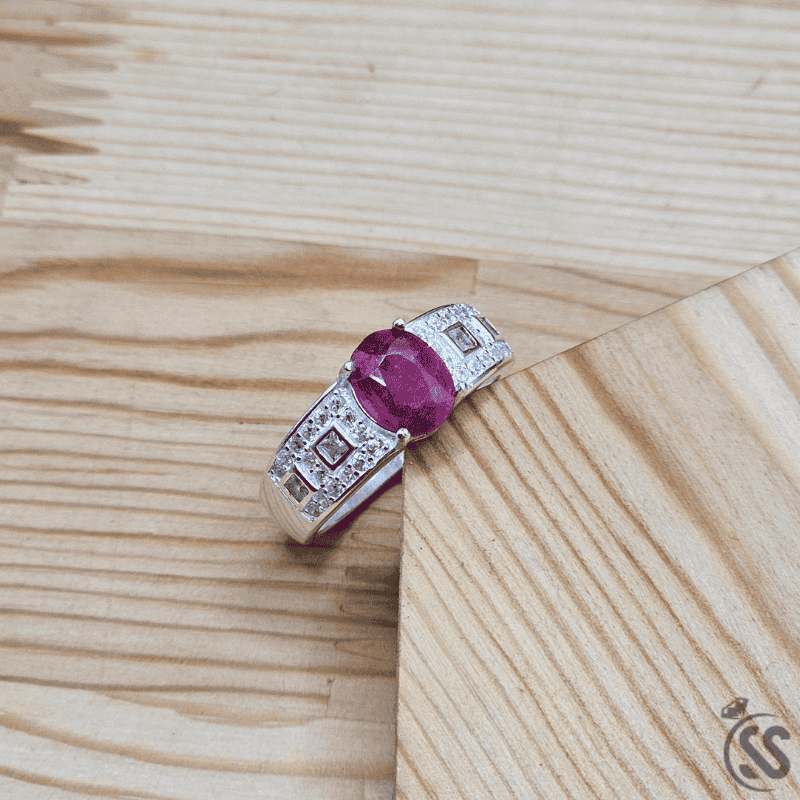 Real Ruby Stone Italian 925 Silver Ring