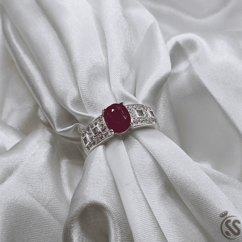 Real Ruby Stone Italian 925 Silver Ring