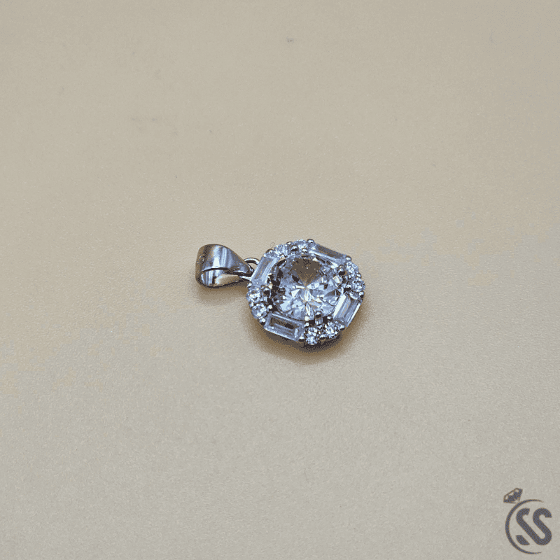Italian 925 Silver Ladies Pendant with Zircon Stone