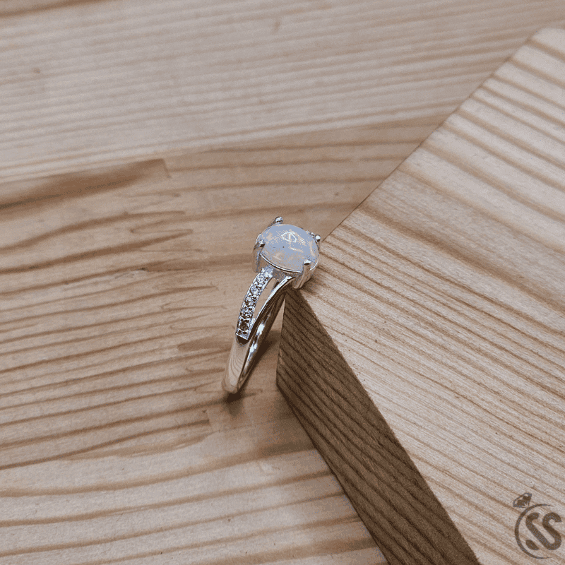 Real Ethiopian Opal Stone 925 Italian Silver Ring for Ladies
