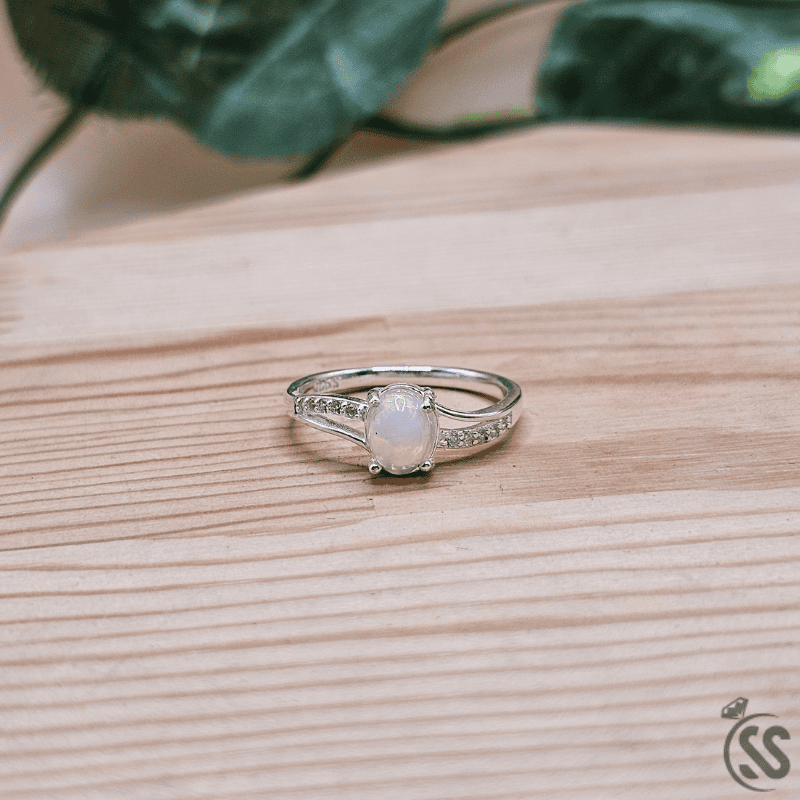 Real Ethiopian Opal Stone 925 Italian Silver Ring for Ladies