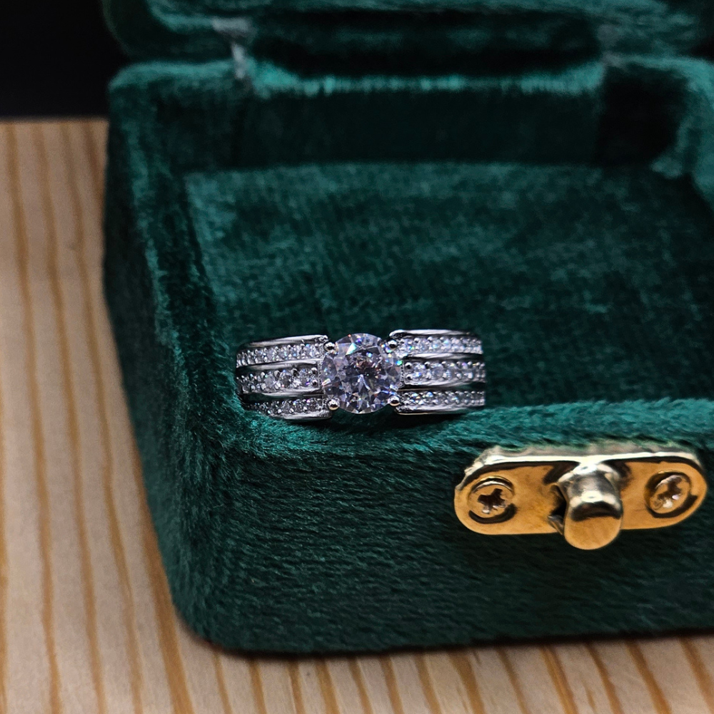 1 Carat Moissanite Diamond Italian silver Ring Adjustable