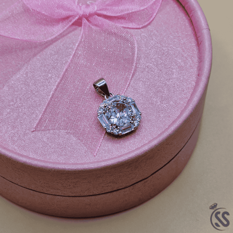 Italian 925 Silver Ladies Pendant with Zircon Stone