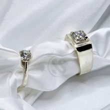 Silver Couple Rings with Moissanite Diamonds