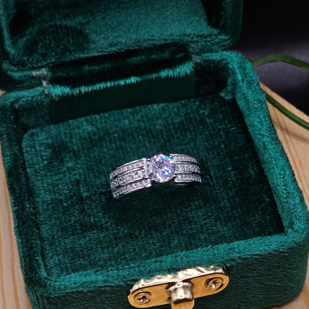 1 Carat Moissanite Diamond Italian silver Ring Adjustable