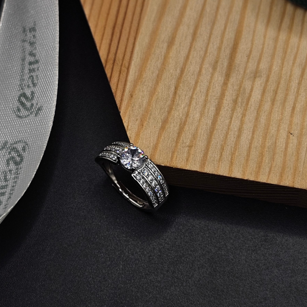 1 Carat Moissanite Diamond Italian silver Ring Adjustable