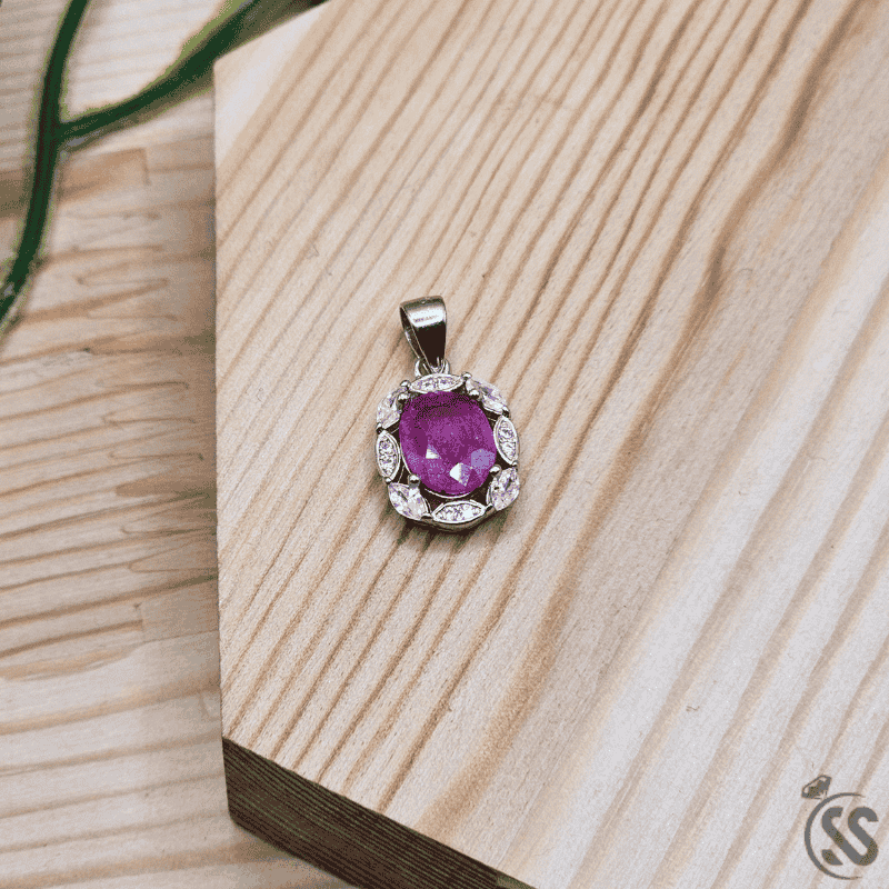 Real Ruby Italian 925 Sterling Silver Pendant for Ladies