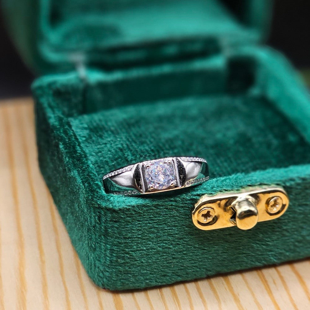 Moissanite Diamond Gents italian silver Ring
