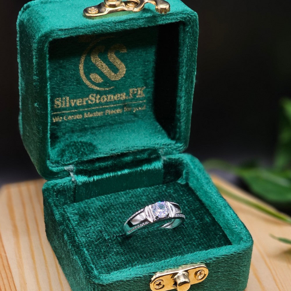 Moissanite Diamond Gents italian silver Ring