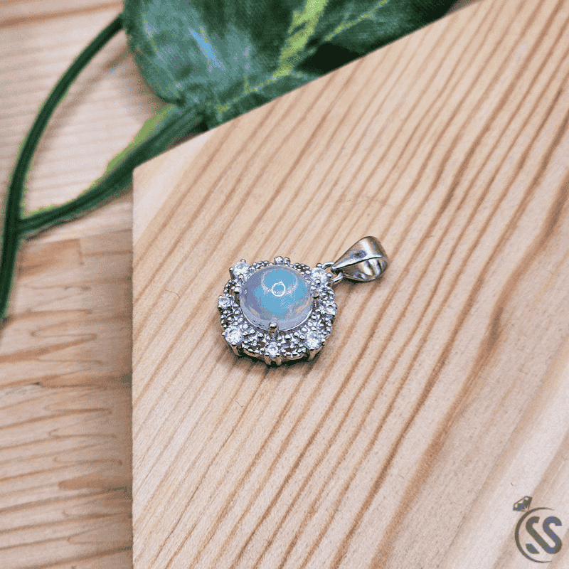 Real Ethiopian Opal Italian 925 Sterling Silver Pendant