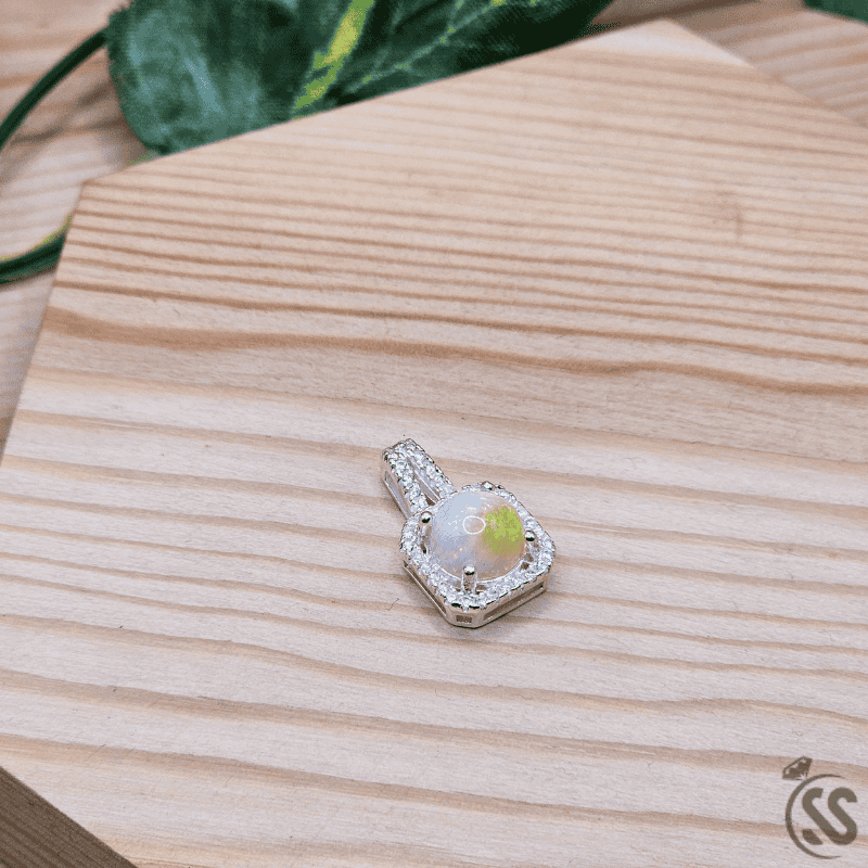 Real Ethiopian Opal Italian 925 Sterling Silver Pendant