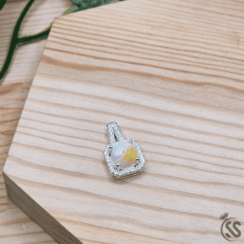 Real Ethiopian Opal Italian 925 Sterling Silver Pendant
