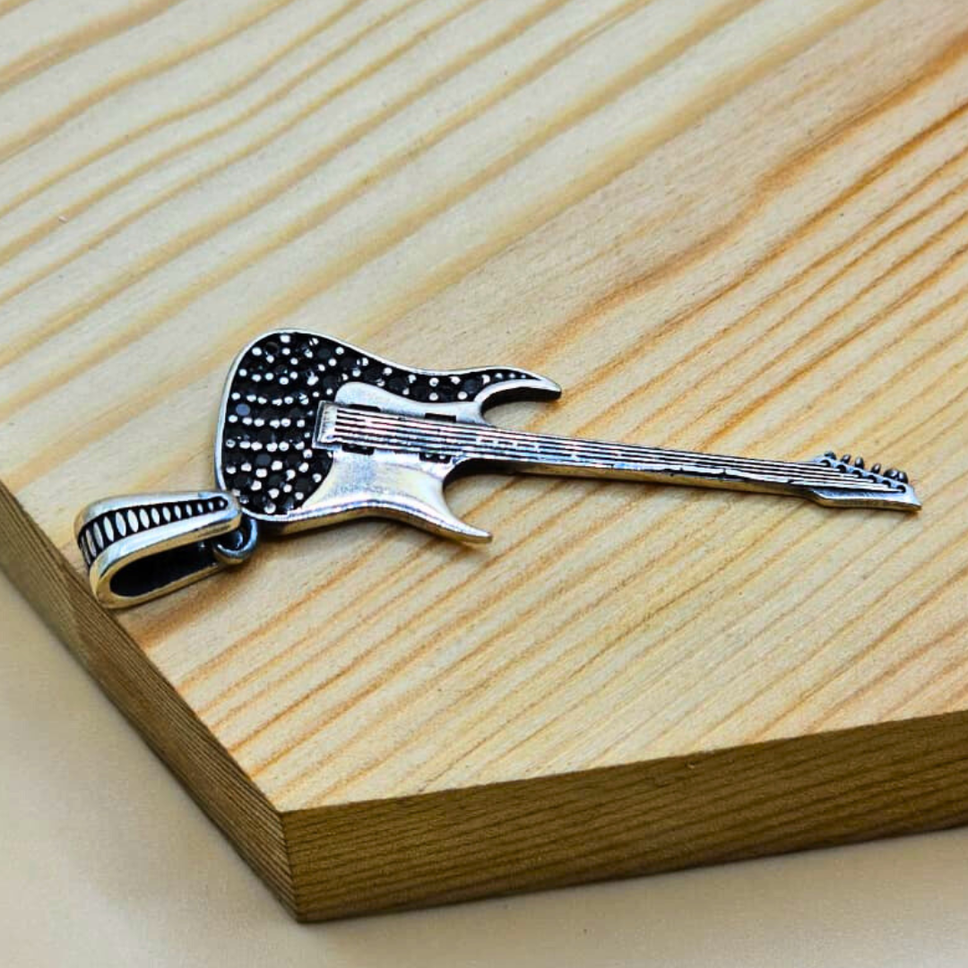 925 Sterling Silver Turkish Pendant for Gents with Black Zircon Stones