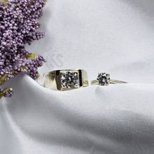 Silver Couple Rings with Moissanite Diamonds