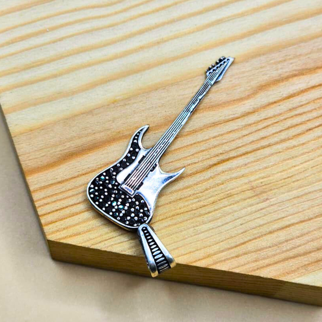 925 Sterling Silver Turkish Pendant for Gents with Black Zircon Stones