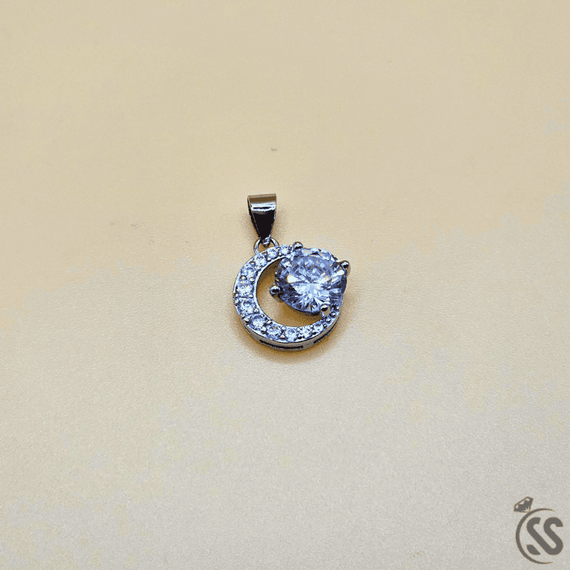 Italian 925 Silver Ladies Pendant with Zircon Stone