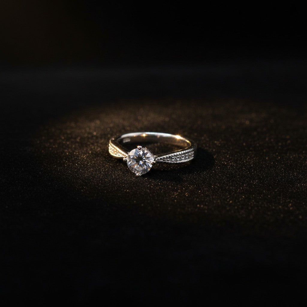 White zircon halo setting 0.8 carat moissanite ring 925 Italian silver women Silverstones Pakistan