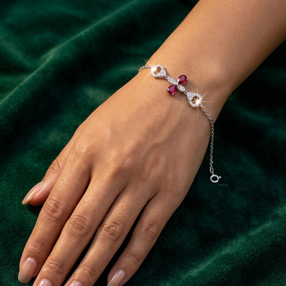 Women's 925 Silver Bracelet with Pink Zircon Stones Pakistan