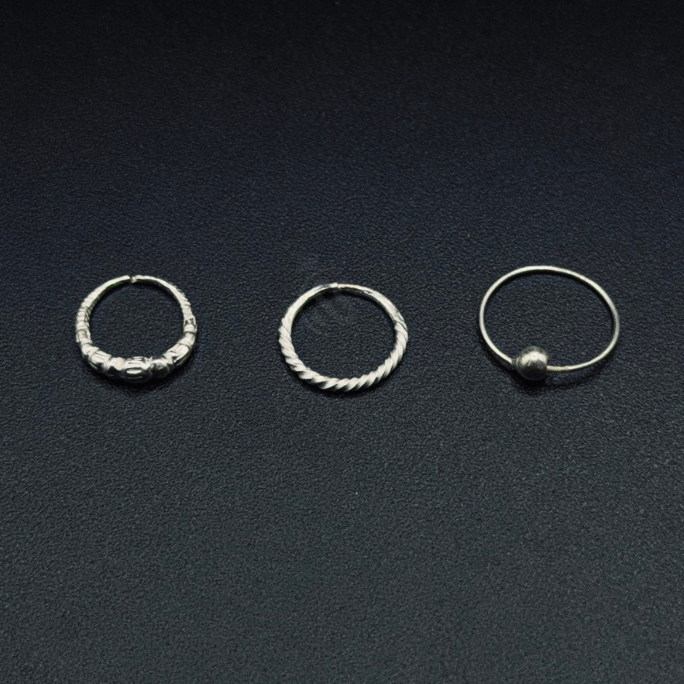 Pack of 3 Silver Nose Rings