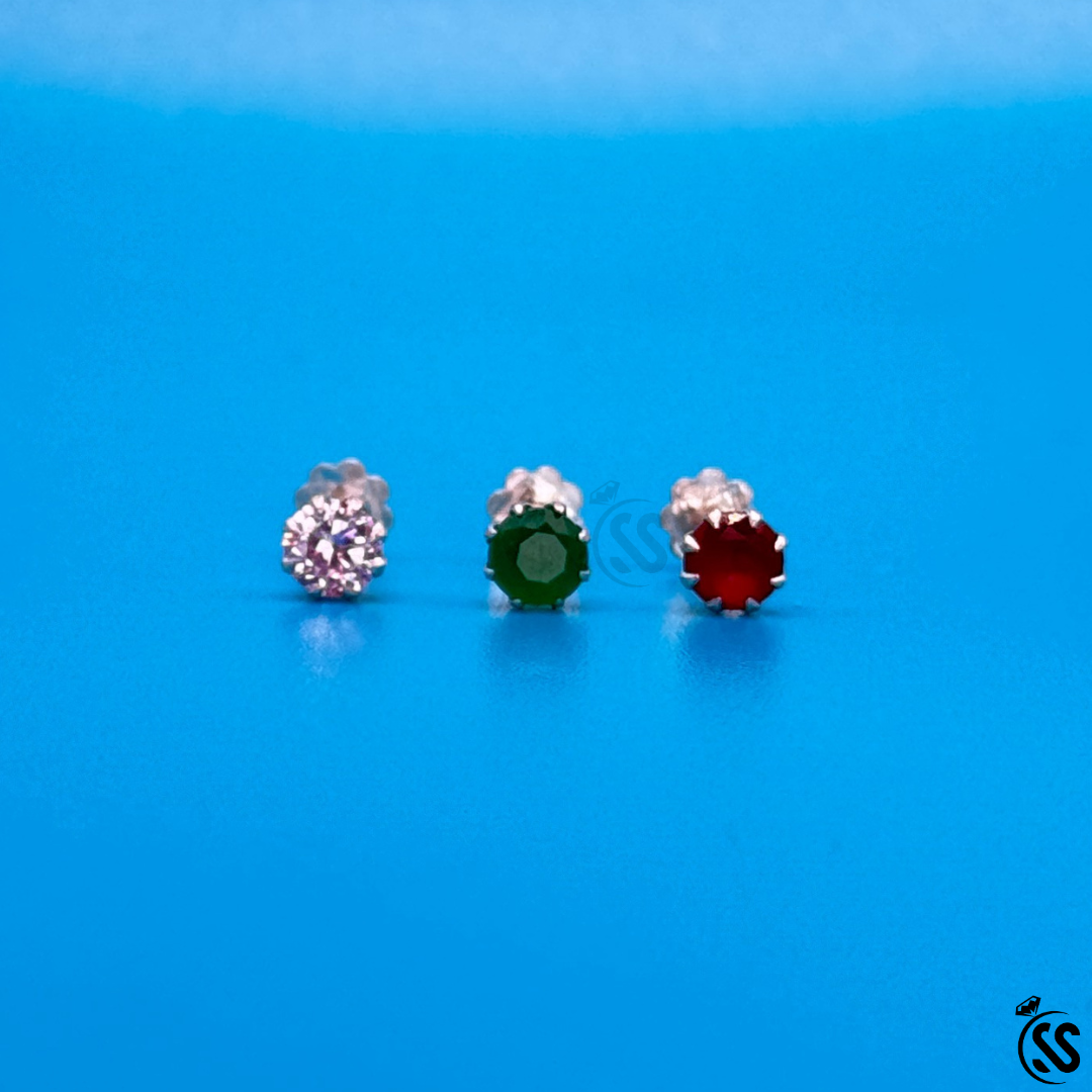 Pack of 3 Silver Nose Pins