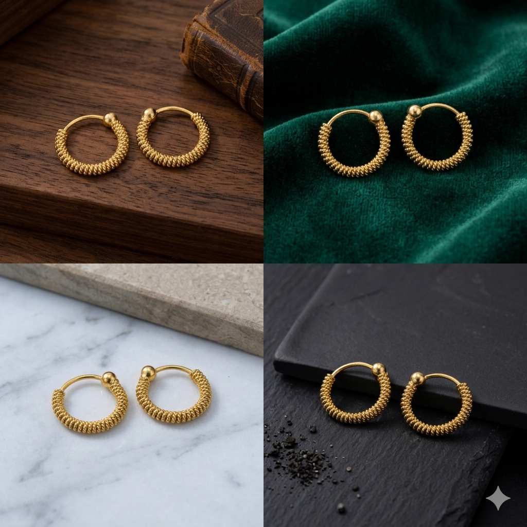 24 Carat Gold Plated Pure Silver Earrings - 15mm