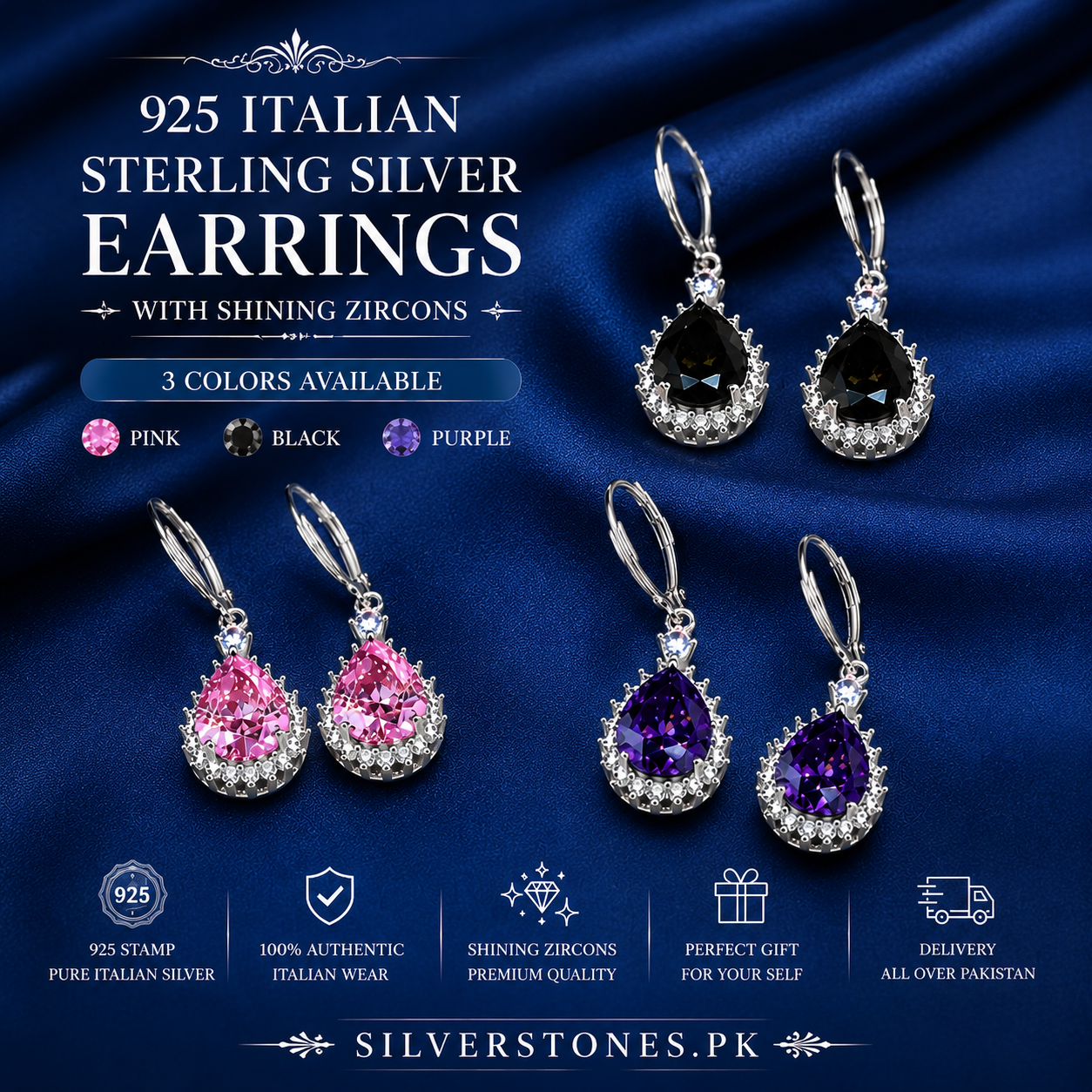 italian 925 sterling silver earrings 
