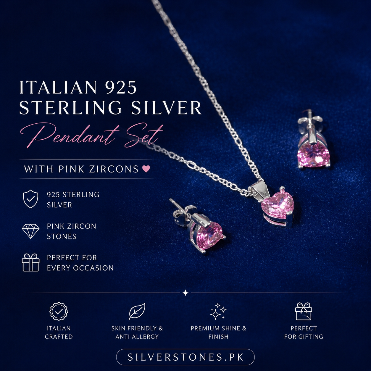 Italian Silver 925 Diamond style Pendant
