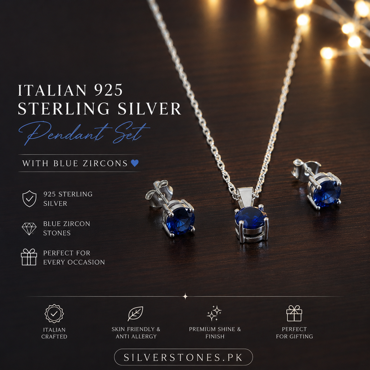 Italian Silver 925 Diamond style Pendant