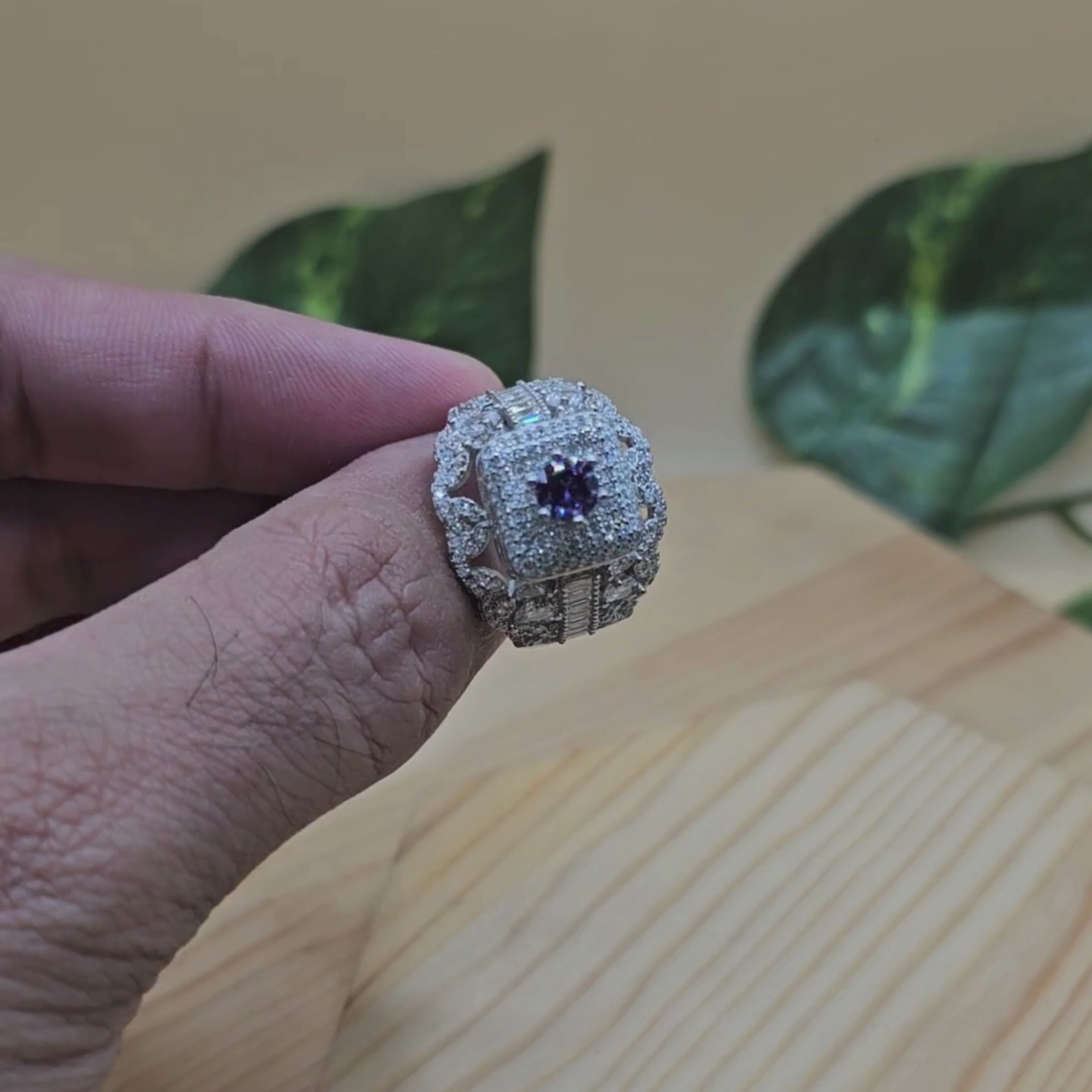 Italian 925 Silver Antique Style Ring – Heavy Design with Rhodium Plating