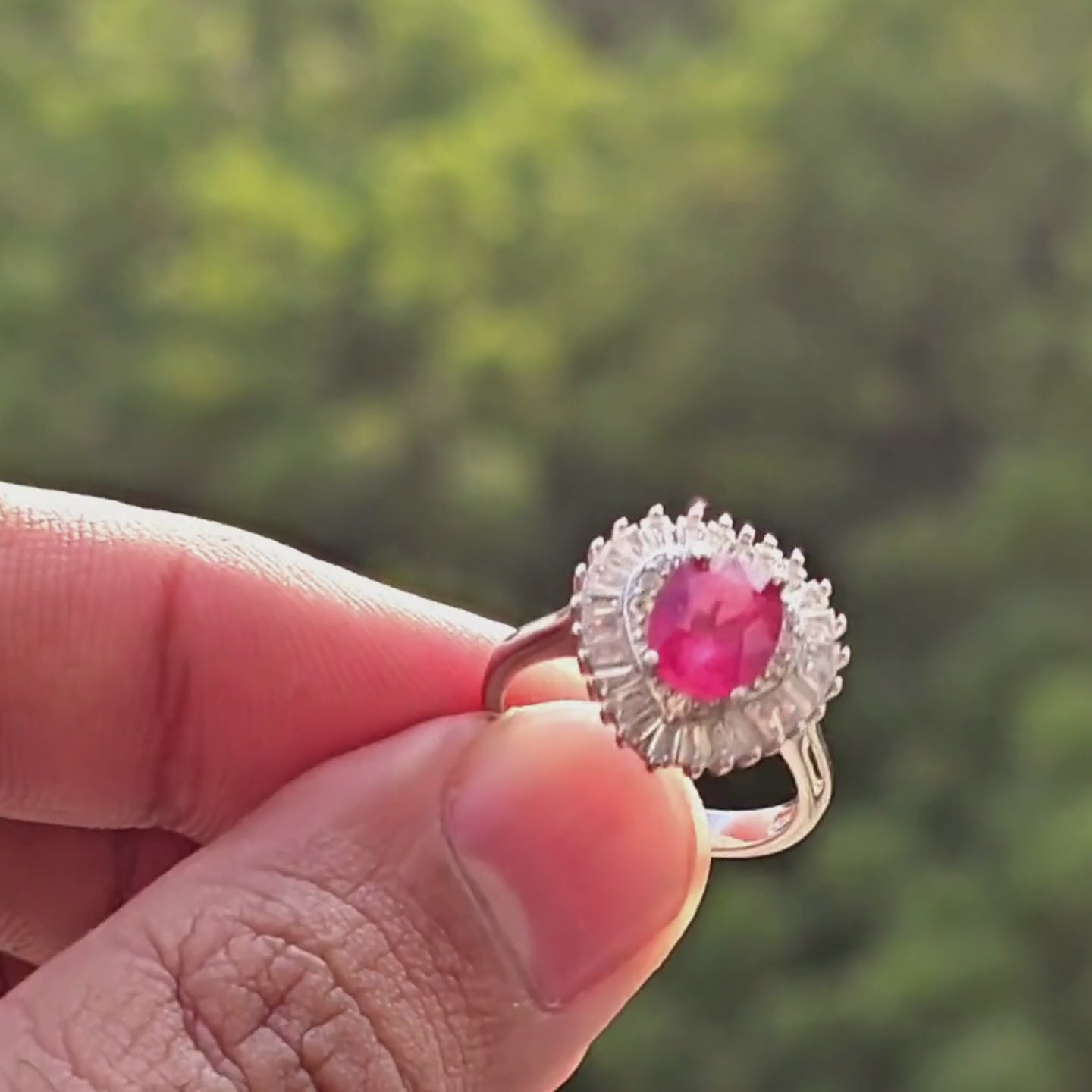 925 Silver Ring with Real Ruby Stone – Premium Rhodium Plated Finish