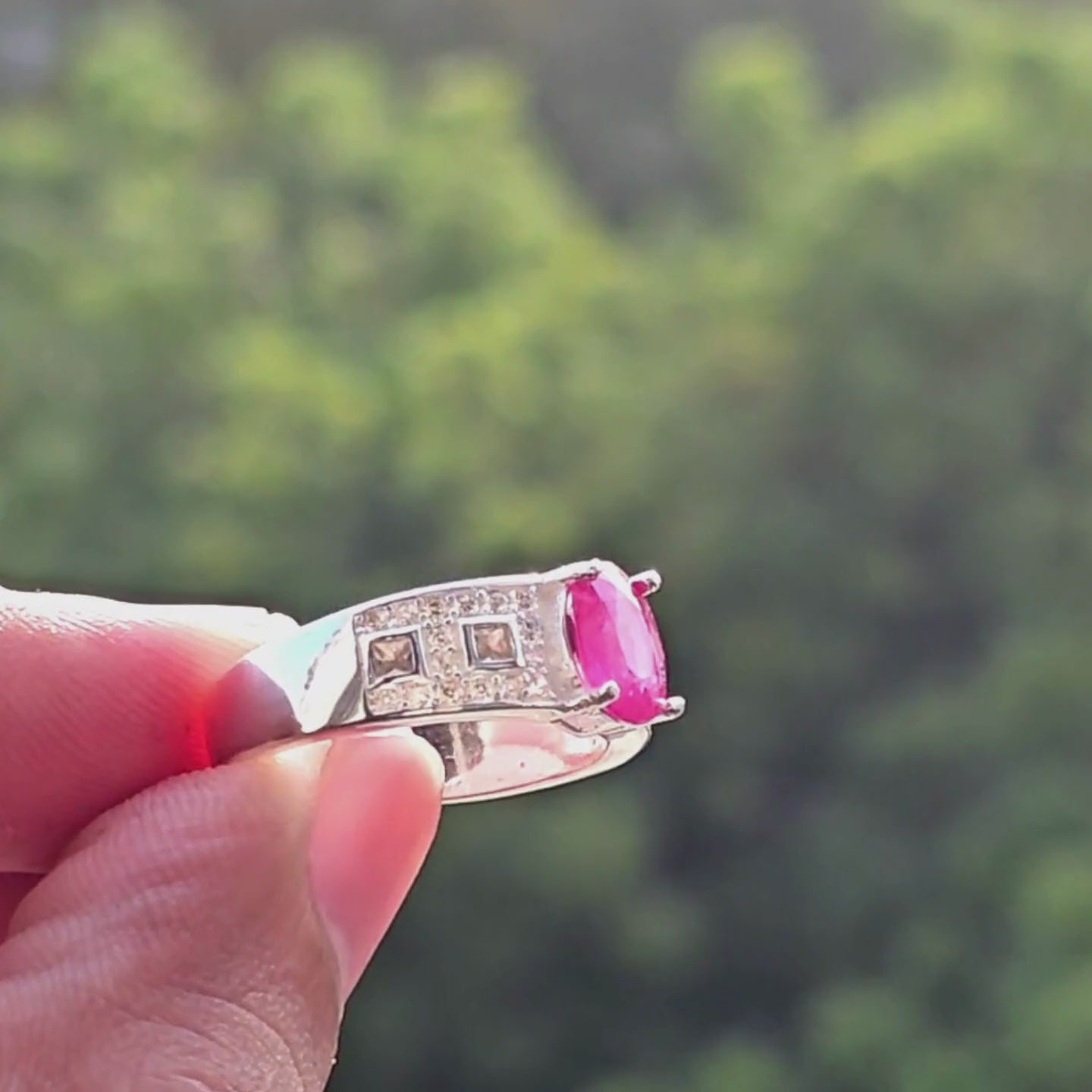 Real Ruby Stone Italian 925 Silver Ring