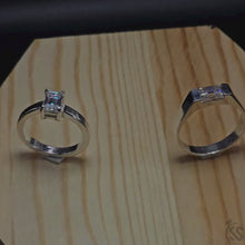 Silver Couple Rings with Moissanite Diamonds