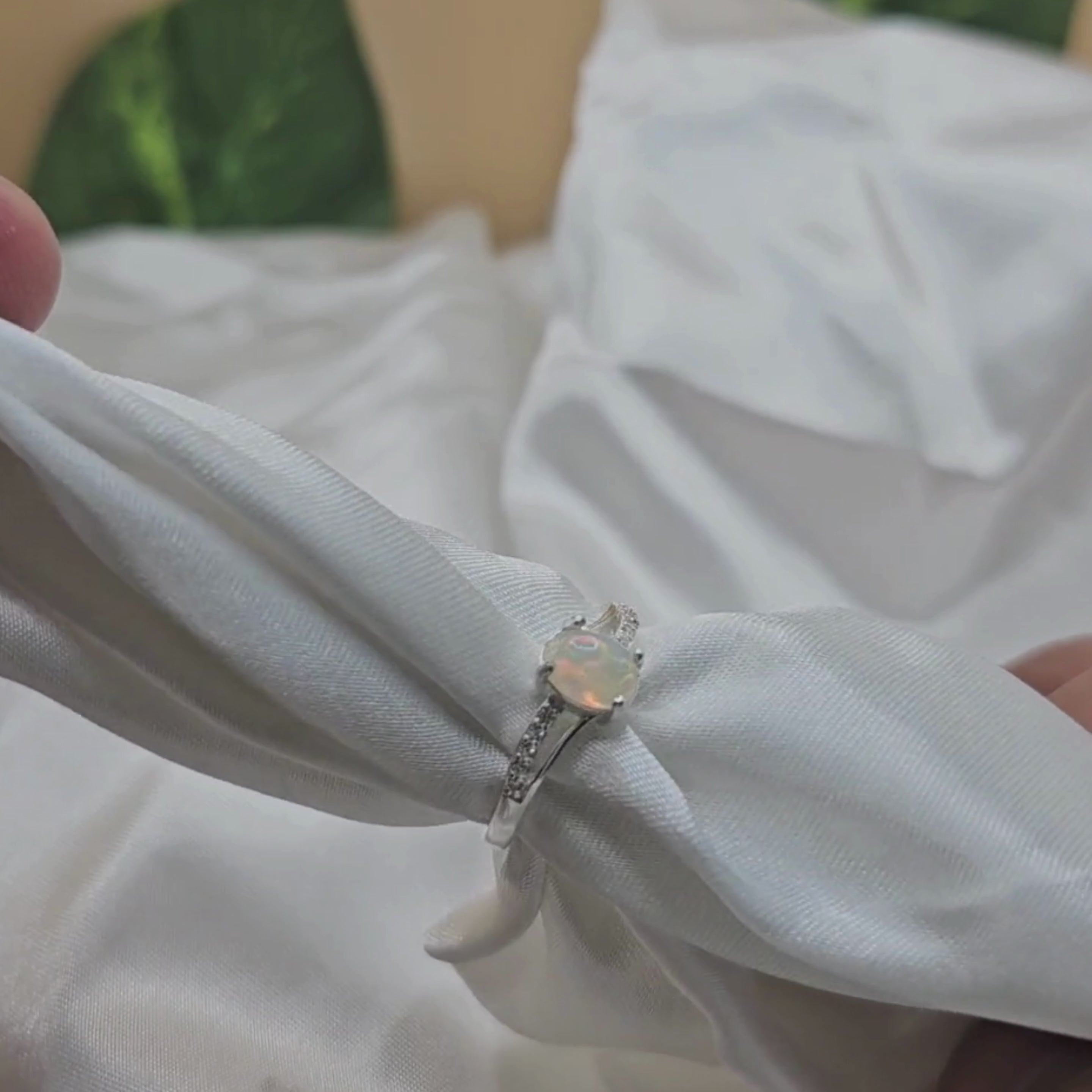 Real Ethiopian Opal Stone 925 Italian Silver Ring for Ladies