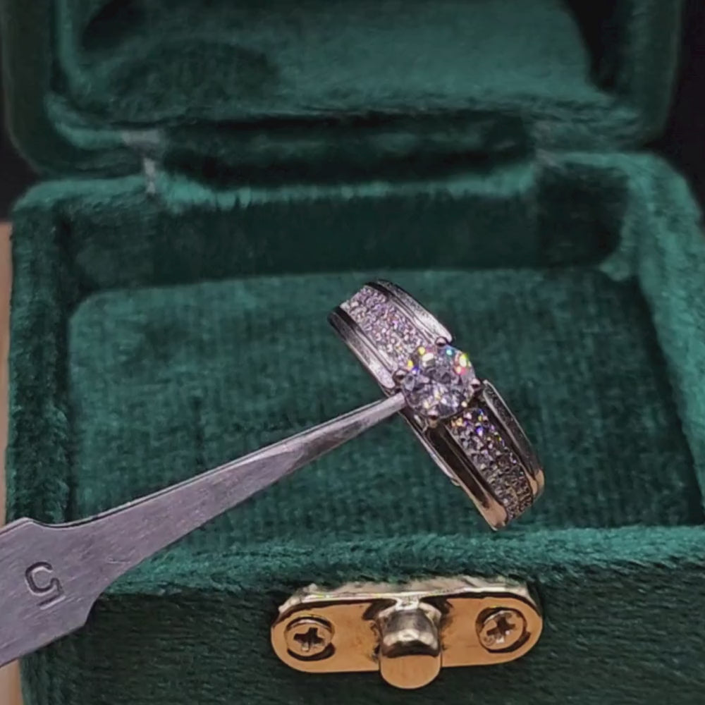 0.5 Carat Moissanite Diamond italian silver Ring